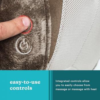 Homedics Back and Neck Massager, Portable Shiatsu All Body Massage Pillow with Heat, Targets Upper and Lower Back, Neck and Shoulders. Lightweight for Travel