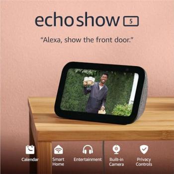 Amazon Echo Show 5 (3rd Gen, 2023 release) | Smart display with 2x the bass and clearer sound | Charcoal