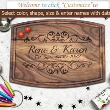 Personalized Wooden Cutting Board Crafted in USA – Best Serves as Cheese Board, Cutting Board, Chopping Board, Charcuterie Board – Unique Personalized Wood Gift for Wedding, Housewarming, Anniversary