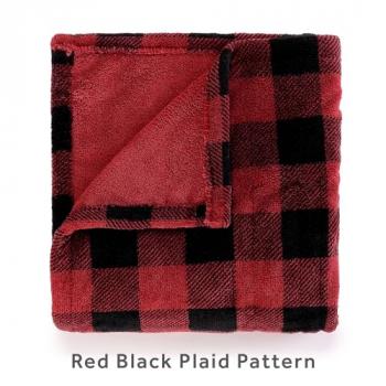 Sunbeam Royal Luxe Red Black Buffalo Plaid Heated Personal Throw / Blanket, Cozy-Warm, Adjustable Heat Settings