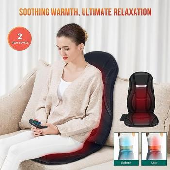 Snailax Vibration Back Massager with Heat, Seat Massager with 8 Vibrating Motors & 5 Modes, Chair Massager, Massage Cushion, Massage Chair Pad for Chair, Office, Gifts