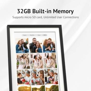 Euphro 10.1'' Digital Picture Frame with 32GB Storage, Digital Photo Frame with 1280x800 IPS Touch Screen, Share Photos/Videos and Send Best Wishes via Free App