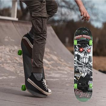 Monster Jam 31 inch Skateboard, 7-ply Maple Desk Skate Board for Cruising, Carving, Tricks and Downhill