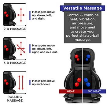 Best Choice Products Air Compression Shiatsu Neck Back Massager Seat Chair Pad Massage Cushion, 2D/3D Kneading with Heat, Rolling & Spot Massage - for Full Body Pain Relief