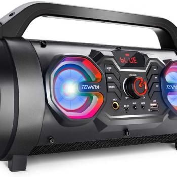 Portable Bluetooth Speaker with Subwoofer, Wireless Speakers with Booming Bass, FM Radio, RGB Lights, EQ, Stereo Sound, 10H Playtime, 30W Loud Speaker for Home, Outdoor, Party, Travel, Camping, Gifts