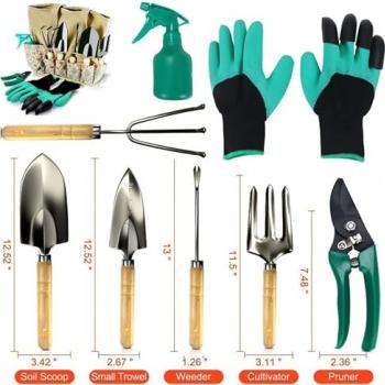 Garden Tool Set, Stainless Steel Heavy Duty Gardening Tool Set, with Non-Slip Grip, Storage Tote Bag, Outdoor Hand Tools, Ideal Garden Tool Kit Gifts for Women and Men