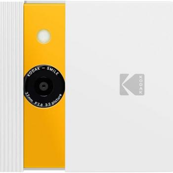 KODAK Smile Instant Print Digital Camera – Slide-Open 10MP Camera w/2x3 ZINK Printer (White/ Yellow)