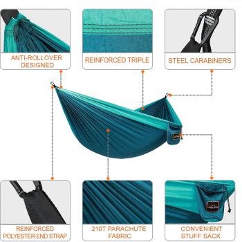 Camping Hammock, Super Lightweight Portable Parachute Hammock with Two Tree Straps Single or Double Nylon Travel Tree Hammocks for Camping Backpacking Hiking