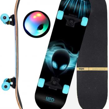 Skateboards for Beginners Kids Boys Girls and Adults 31"x8" Pro Complete Skateboard 8 Layers Maple Wood, Double Kick Concave, Fascinating Cool, Solid&Durable