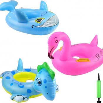 24" 3 Pack Pool Inflatable Floats for Kids, Dinosaur Flamingo Whale Swim Floats Tube Rings,Swimming Rings for Kids Swimming Pool Beach Summer Water Float Party Outdoor