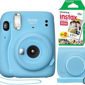 Fujifilm Instax Mini 11 Instant Camera Sky Blue + Minimate Custom Case + Fuji Instax Film 20 Sheets Twin Pack