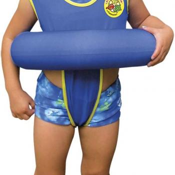 Poolmaster Learn-to-Swim Vest, Adjustable Tube Floatation Swim Trainer and Swim Aid for Kids Ages 3 to 6 Years, Blue