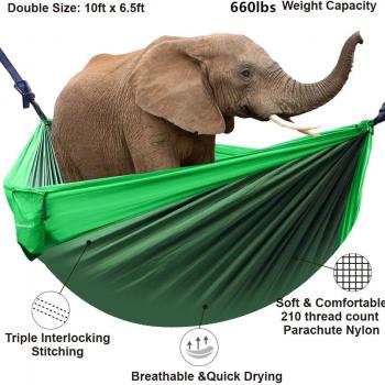 Camping Hammock, Double Hammock with 2 Tree Straps(16+2 Loops), Two Person Hammocks with 210T Nylon Parachute Portable Lightweight Hammock for Backpacking, Outdoor, Beach, Travel, Hiking, Backyard