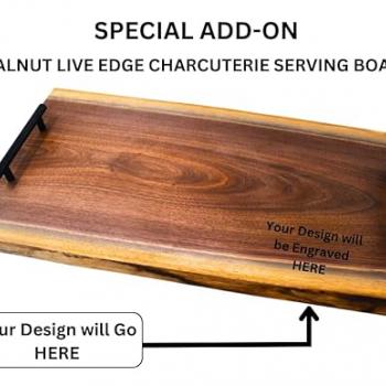 Personalized Cutting Board Wedding Gift – Walnut Live Edge Wood (6 Designs) Customized Monogramed Bride Groom Unique Engraved Rustic Display Newlywed Couple Parents Anniversary Housewarming Christmas