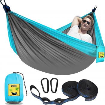 SZHLUX Camping Hammock Single or Double Portable Hammocks with 2 Tree Straps and Attached Carry Bag