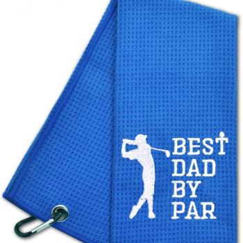 Best Dad by Par Funny Golf Towel, Golf Gifts for Men Women, Golf Accessories for Men or Women, Birthday Gifts for Golf Fan, Retirement Gift for Men Dad Grandpa