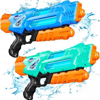 Super Water Guns for Kids Adults - 2 Pack Super Water Blaster Soaker Squirt Water Toy Guns 1200cc with Excellent Range - Gift Toys for Summer Outdoor Swimming Pool Water Fighting Play (Blue Green)