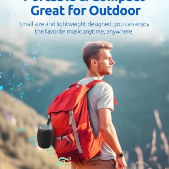 Bluetooth Speaker, Powerful Stereo Sound Portable Wireless Speaker with FM Radio,IPX5 Waterproof, USB C Rechargeable, Dual Pairing, for Outdoor Camping Hiking Party Beach Cool Electronics Gadgets Gift