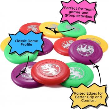 Liberty Imports 12 Pack: Plastic Flying Sports Discs Set for Outdoors Beach Backyard Throwing and Catching Activities, 9" Play Discs for Kids & Adults