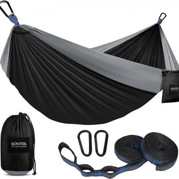 Kootek Camping Hammock, Camping Essentials, Lightweight Portable Double & Single Hammock with Tree Straps, Camping Gear for Outside Hiking Camping Beach Backpack Travel