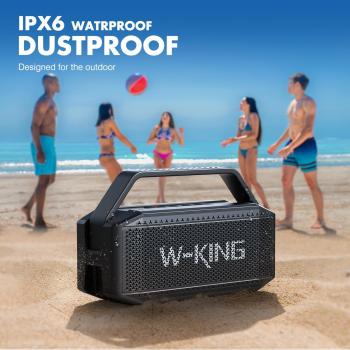 W-KING Bluetooth Speaker, 80W PEAK IPX6 Waterproof Loud Portable Bluetooth Speaker Wireless with 2 Full-Range Drivers/Rich Bass,2 Pairing/30H/U-Disk/TF Card/AUX/EQ, Party Boombox Outdoor Large Speaker