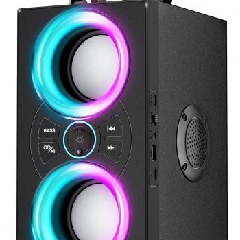 DINDIN Bluetooth Speakers, 40W Peak Wireless Speaker with Subwoofer, TWS, Big Bass, 80dB Portable Party Speaker with Lights for Beach, BBQ, Outdoor, Camping, Travel