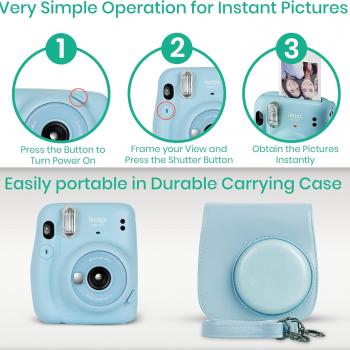 Fujifilm Instax Mini 11 Camera with Fujifilm Instant Mini Film (60 Sheets) Bundle with Deals Number One Accessories Including Carrying Case, Selfie Lens, Photo Album, Stickers (Blush Pink)