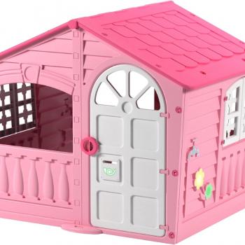 House of Fun Playhouse for Kids – Indoor Outdoor – Working Door and Windows – Pink and White Candy Floss Color – Toddlers Age 2 and Up