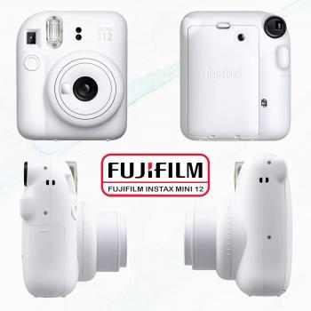 Fujifilm Instax Mini 12 Instant Camera Bundle with Fujifilm Instax Mini Instant Film Value Pack (60 Sheets) with Accessories Including Protective Case, Strap, Photo Album (Clay White)