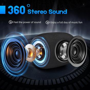 Portable Bluetooth Speaker, BT5.3 Wireless Speaker 20W Bass Diaphragms with Multi LED Light Dynamic Modes, IPX6 Waterproof 16H Playtime supports FM Mode, TF, USB for Home, Cycling, Outdoor, Beach