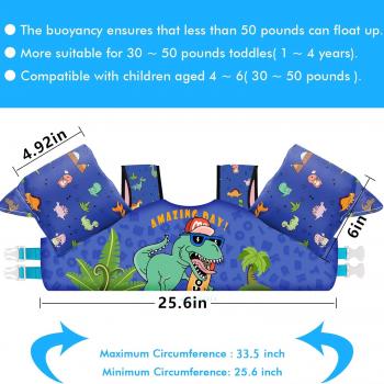 Chriffer Kids Swim Vest Life Jacket for 22-66 Pounds Boys and Girls, Toddler Floaties with Shoulder Harness Arm Wings for 2 3 4 5 6 7 Years Old Baby Children Sea Beach Pool