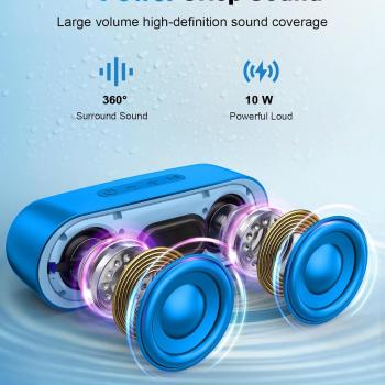 LENRUE Bluetooth Speakers, Waterproof Portable Speakers with TWS, 24 Playtime, Stereo Sound, Wireless for Home Shower Pool Beach Outdoor (Blue)