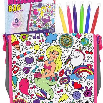 Color Your Own Bag with 6 Markers Craft Set - Unique Mermaid Crafts for Girls Ages 6-8 & Mermaid Gifts for Girls 5-7 Years Old, Craft Kits for Girls Ages 6-8, Summer Crafts for Kids