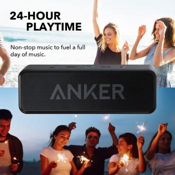 Upgraded, Anker Soundcore Bluetooth Speaker With IPX5 Waterproof, Stereo Sound, 24H Playtime, Portable Wireless Speaker