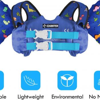 Chriffer Kids Swim Vest Life Jacket for 22-66 Pounds Boys and Girls, Toddler Floaties with Shoulder Harness Arm Wings for 2 3 4 5 6 7 Years Old Baby Children Sea Beach Pool