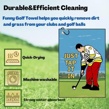 Funny Printed Golf Towel, Funny Golf Towel for Golf Bags with Clip, Golf Gift for Men Husband Boyfriend Dad, Birthday, Cristmas Gifts for Golf Fan - Just Tap It in