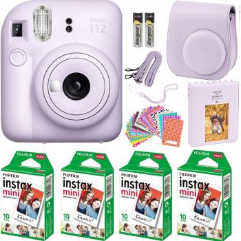 Fujifilm Instax Mini 12 Instant Camera Lilac Purple with Fujifilm Instant Mini Film (40 Sheets) with Accessories Including Carrying Case with Strap, Photo Album, Stickers (Lilac Purple)