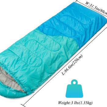 Sleeping Bag - 3 Seasons for Adults Kids Boys Girls Camping Hiking - Warm Cold Weather Lightweight Portable with Compression Bag for Backpacking in Spring, Summer, Fall and Winter