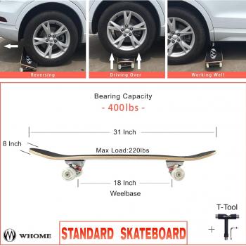 Skateboards for Adults/Kids Teens/Girl Beginner/Boy - 31"x8" Pro Standard Skateboard Complete 8-ply Alpine Maple Deck ABEC-9 Bearings with T-Tool