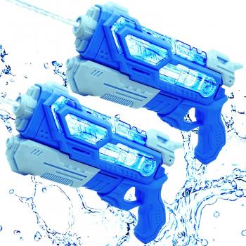 Super Water Guns for Kids Adults, 2 Pack Super Water Blaster Soaker Squirt Gun 400CC with Long Range High Capacity, Ideas Gift Toys for Summer Outdoor Swimming Pool Beach Sand Play (Blue)