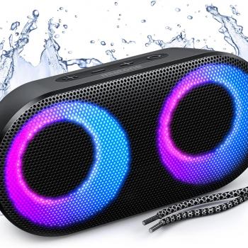 MIATONE Portable Bluetooth Speakers with Lights, Bluetooth Speaker Kids, 15W, IPX7 Waterproof, Bluetooth 5.3, 24H Playtime, Built-in MIC, TWS Portable Speaker for Gifts Teen Boys Speaker