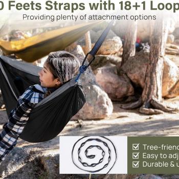 Kootek Camping Hammock, Camping Essentials, Lightweight Portable Double & Single Hammock with Tree Straps, Camping Gear for Outside Hiking Camping Beach Backpack Travel