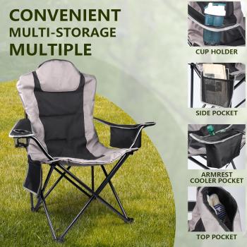 Camping Chair,Outdoor Folding Chairs,Heavy Duty Directors Chair for Adults，Portable Camp Chairs with Cup Holder & Storage Cooler Bag, Oversized Lawn Chairs for Outside, Support 350 LBS