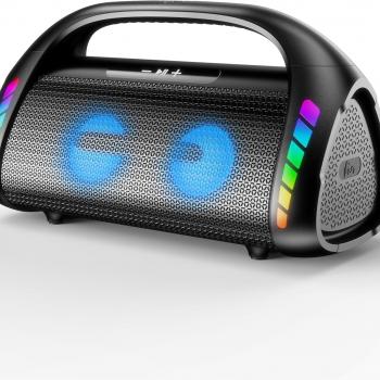 LFS Bluetooth Speaker,100W Loud Speakers Bluetooth Wireless with Deep Bass, Portable Bluetooth Speakers Wireless with Power Bank, LED Lights,Waterproof, 30hours Playtime for Outdoor Home