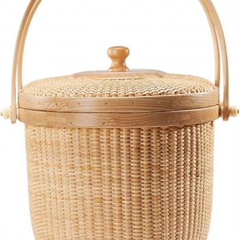 Nantucket style basket Picnic Basket rattan Handmade Products woven Sewing storage basket Two swing handles Tote Bag For Women