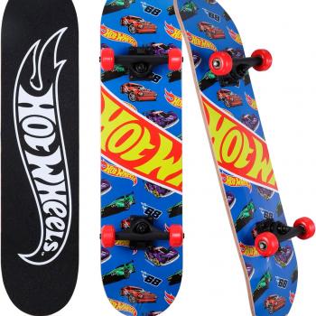 Hot Wheels 31 inch Skateboard, 9-ply Maple Desk Skate Board for Cruising, Carving, Tricks and Downhill