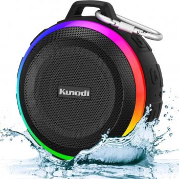 Kunodi Bluetooth Shower Speaker with IPX7 Waterproof, Dynamic Lights, Crisp Clear Sound, True Wireless Stereo, Clip Portable for Pool Beach Boat Kayak Float Golf Gift