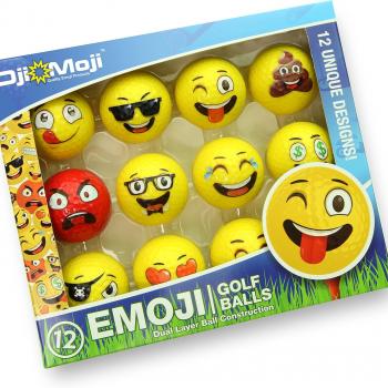 Oji-Emoji Premium Emoji Golf Balls, Unique Professional Practice Golf Balls, 12-Pack Emoji Golfer Novelty Golf Gift for All Golfers, Fun Golf Gifts for Men, Dads, Women, Kids, golf accessories