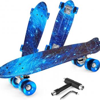 BELEEV 22 inch Skateboards for Kids, Cruiser Skateboard for Beginners Girls Boys Teens Adults, Mini Skateboards Classic Complete Skate Board with Skate T-Tool, Max Load 220 LBS