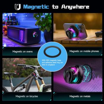 Magnetic Bluetooth Speaker, Wireless Phone Stand Gaming Speaker, BT 5.2 for Metal Surface Magsafe Android, IPX5 Waterproof for Shower, Outdoor, Golf, Small Portable, RGB Light, Gift for Teens